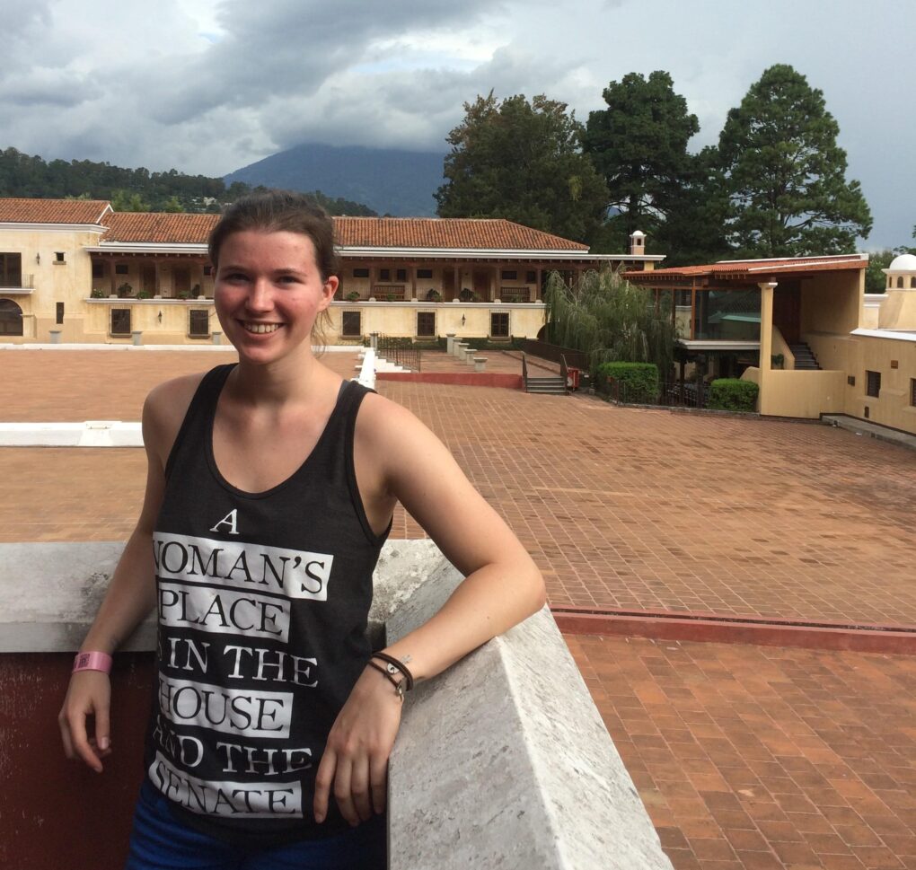 Making friends while touring a coffee plantation in Antigua, Guatemala.