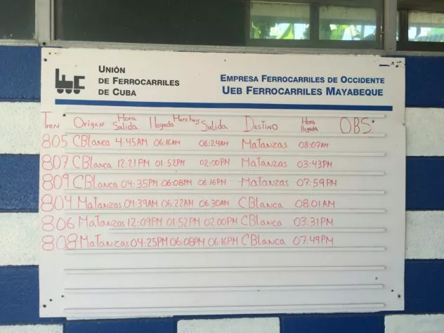 The schedule from Casablanca Station.