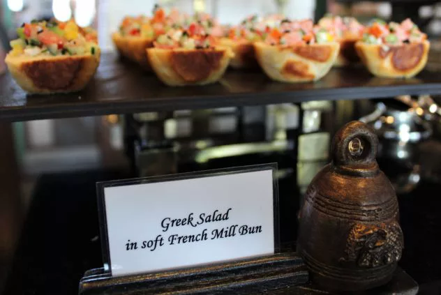 sukhothai lobby salon chocolate buffet greek salad bites plate