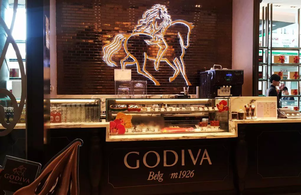 Godiva storefront in a mall in Bangkok