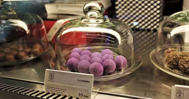 Duc de Praslin lavender truffles in a mall in Bangkok, Thailand