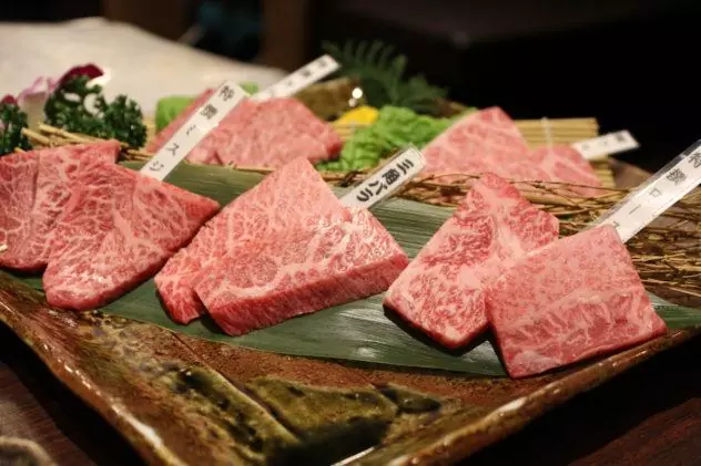 Affordable Kobe beef in Kobe shot of marbled meat