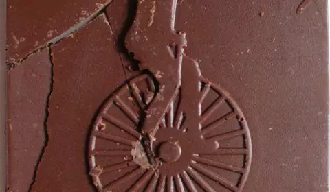 Craft chocolate bar naive lithuanian ambrosia dark pollen chocolate front of bar
