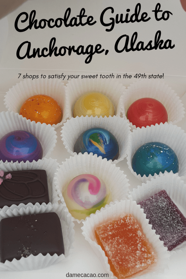 Planning a trip to Alaska but not sure where to satisfy your sweet tooth? Check out sever shops and chocolatiers in Anchorage where you can pick up a nice bar or box anytime! | #chocolate #anchorage #alaska #travel #foodies #foodie #chocolat #truffles #bonbons #shops #chocolatiers #makers #places #to #eat #restaurants #destinations #do #trip #plan