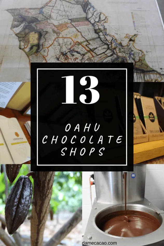 Hawaiian Chocolate: Big Island Cacao Farm Tours & Chocolate Shops pinterest pin 4 with various farm photos