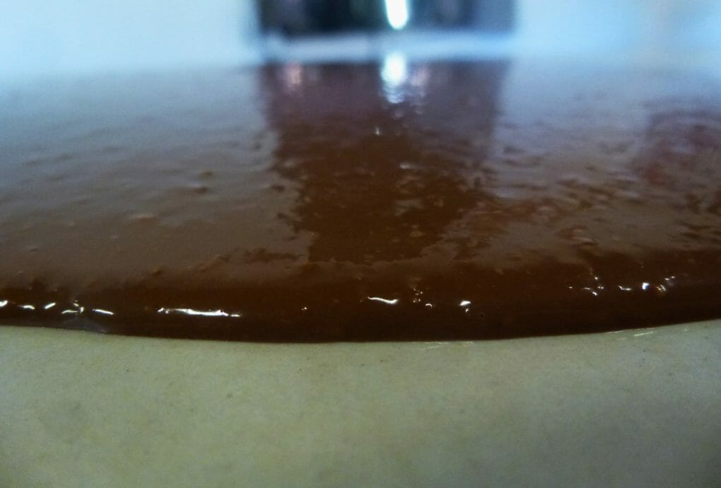 chocolate melting on a table.