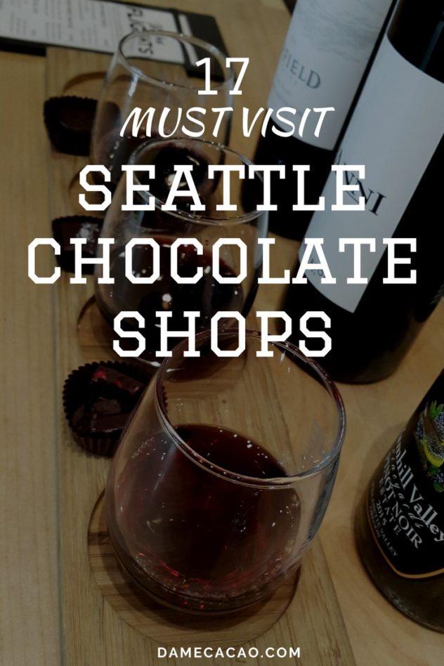 From melty chocolate truffles to full-blown chocolate factories, check out 17 can't-miss chocolate stops in Seattle, Washington. | #chocolate #chocolat #guide #craft #bean #to #ar #wine #beantobar #seattle #foodie #foodies #america #travel #truffles #chocolatiers #cafes