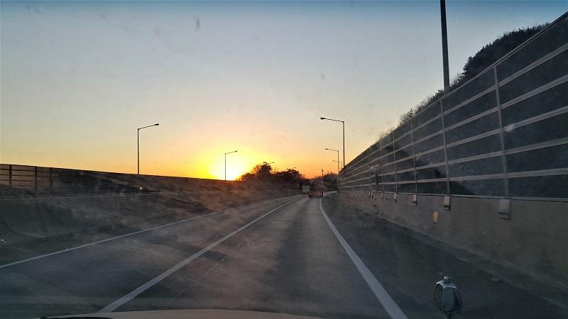 Highway in Busan during sunset.
