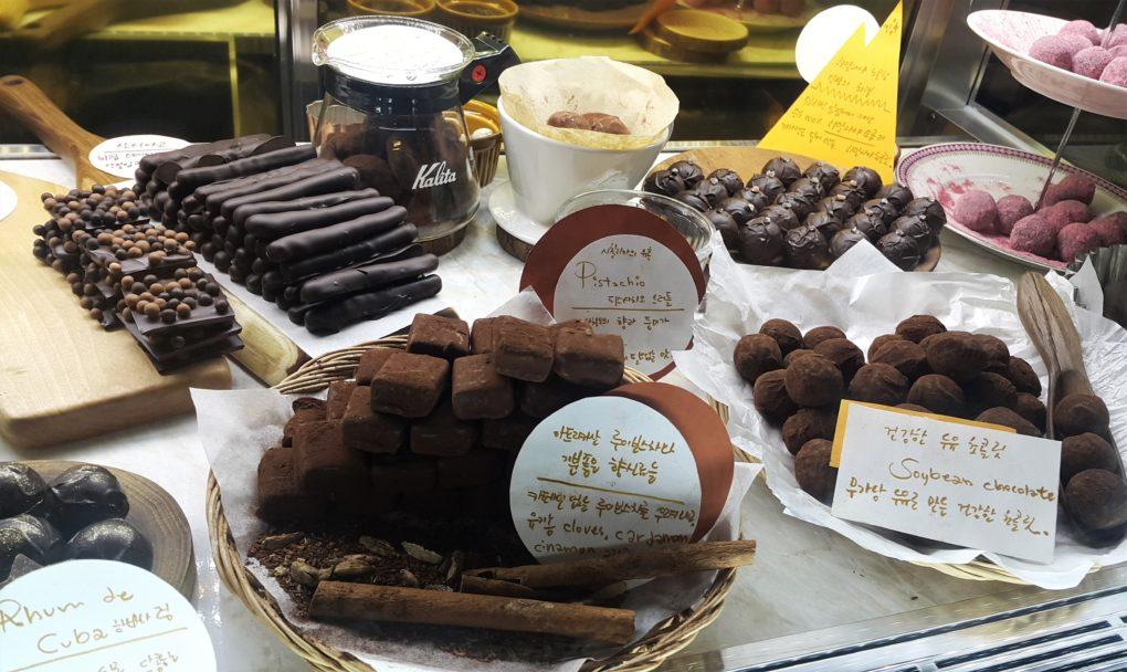 chocolatique seoul hongdae chocolate truffles display case french style