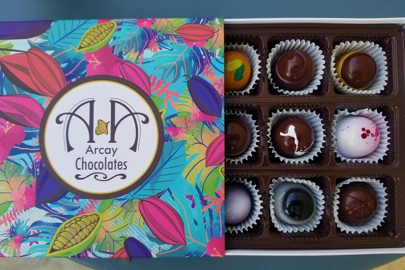 colorful box of chocolate bonbons