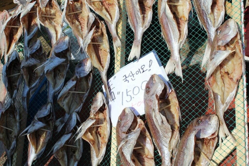 Dried fishes.