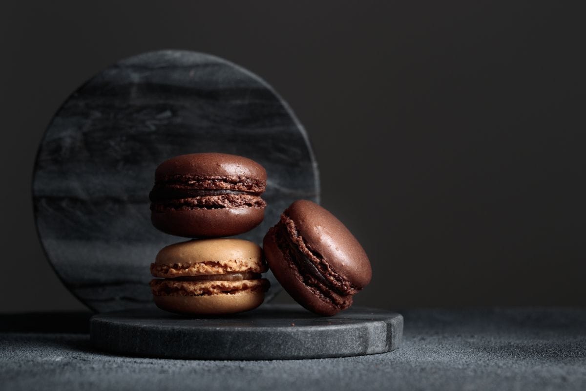 three brown macaroons