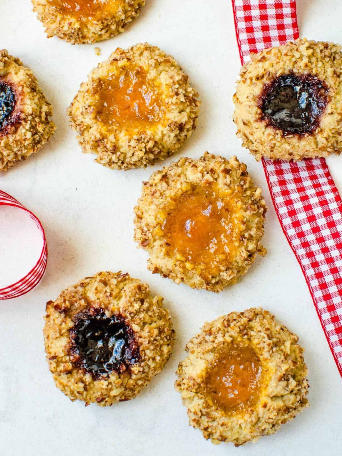 Orange Spice Thumbprint Cookies with jam filling. 
