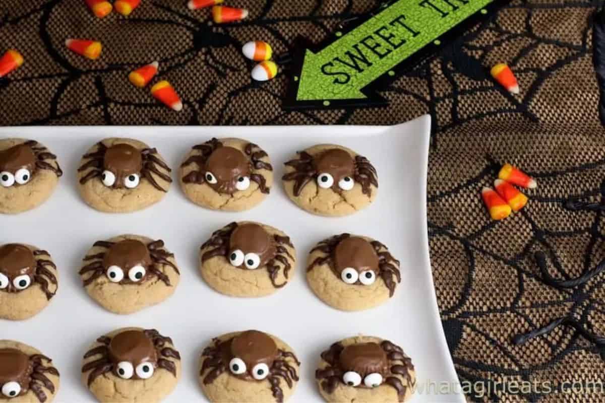 Peanut Butter Cup Halloween Spider Cookies.