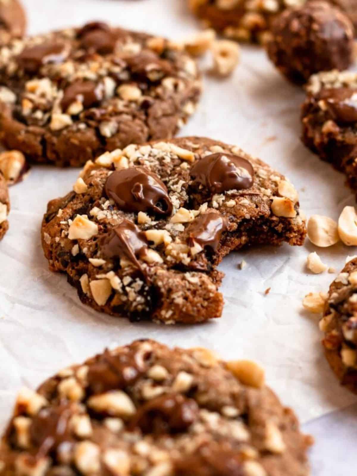 Ferrero Rocher Cookies on a parchment paper.