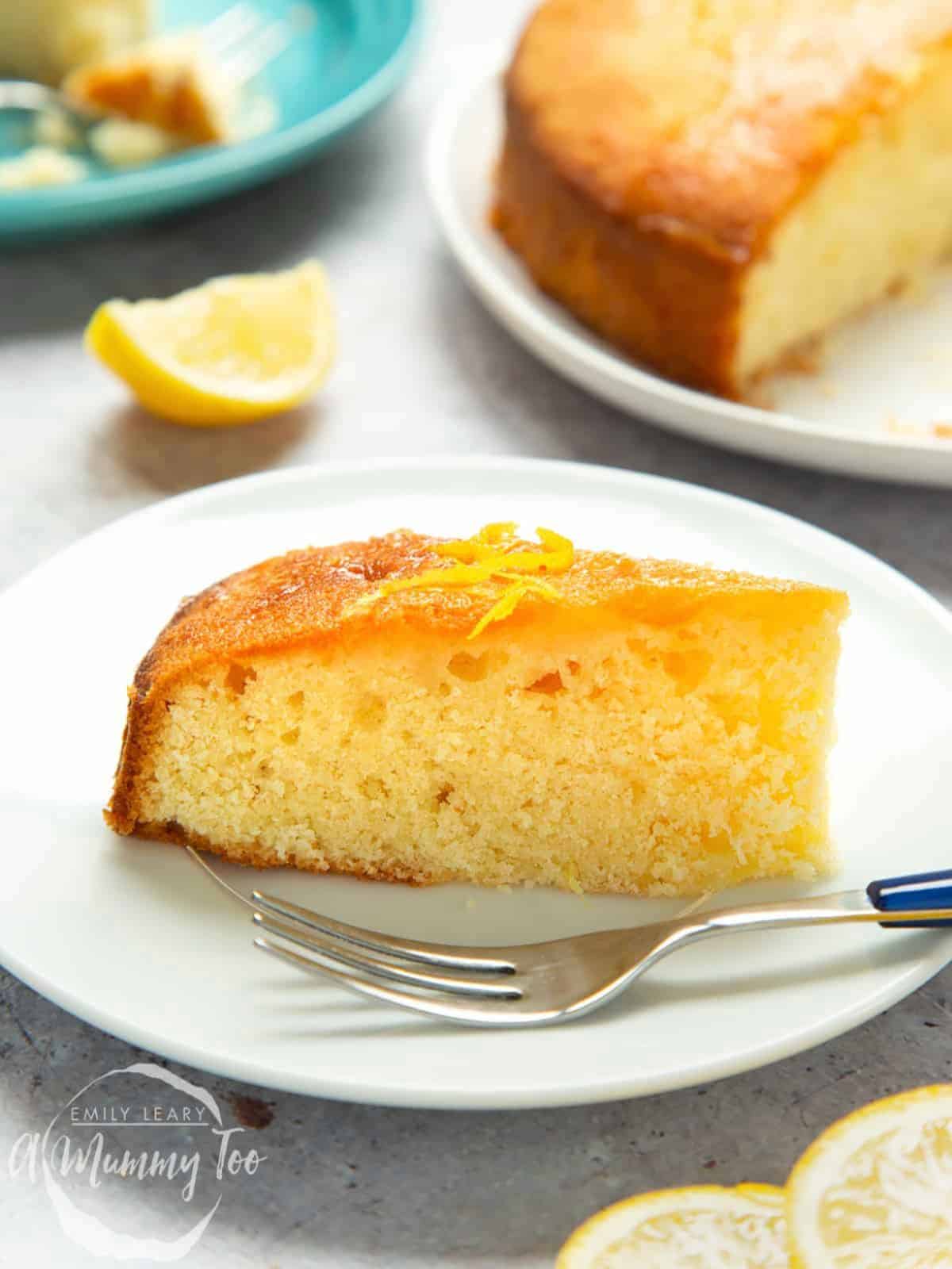 a slice of zesty Lime Cake Drizzle, a refreshing lime dessert perfect for any occasion.