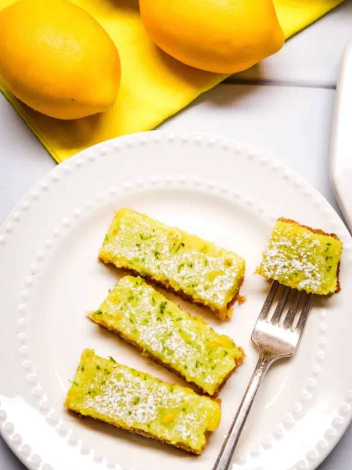 Gluten-Free Lemon Lime Bars on a plate.