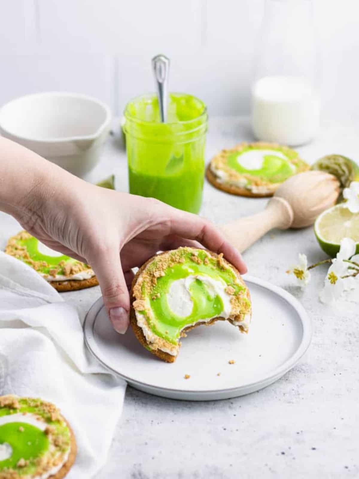 Key lime cookies with condensed milk frosting.