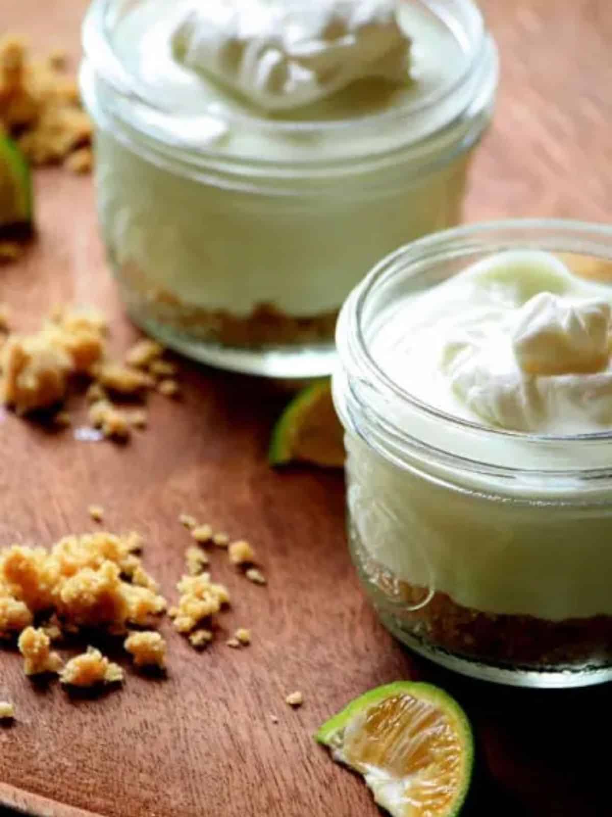 Mini Key Lime Pie in a glass cup.