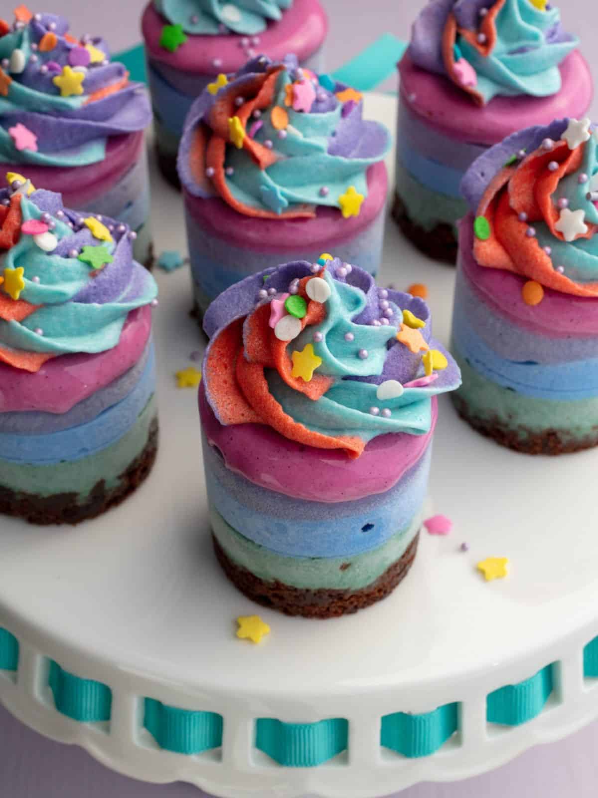 Vegan Rainbow Ice Cream Cakes.