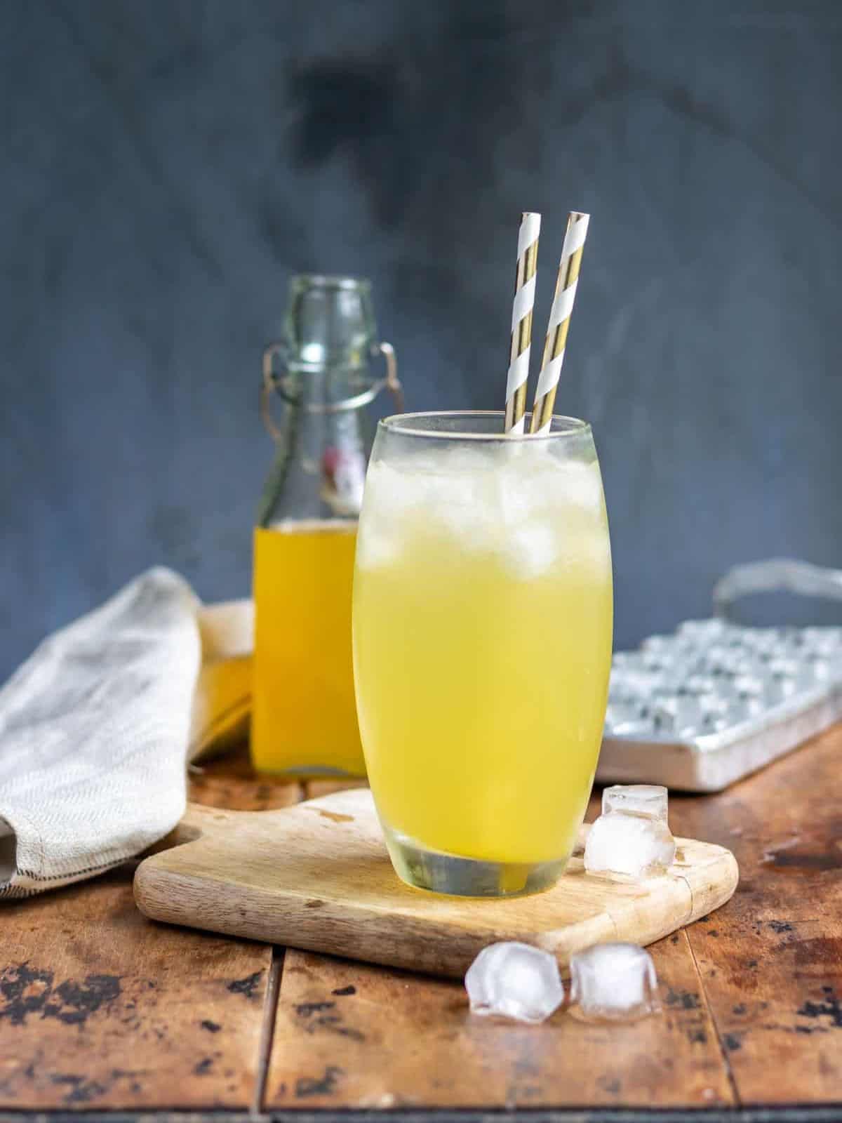 A glass of Vanilla Mango Soda.