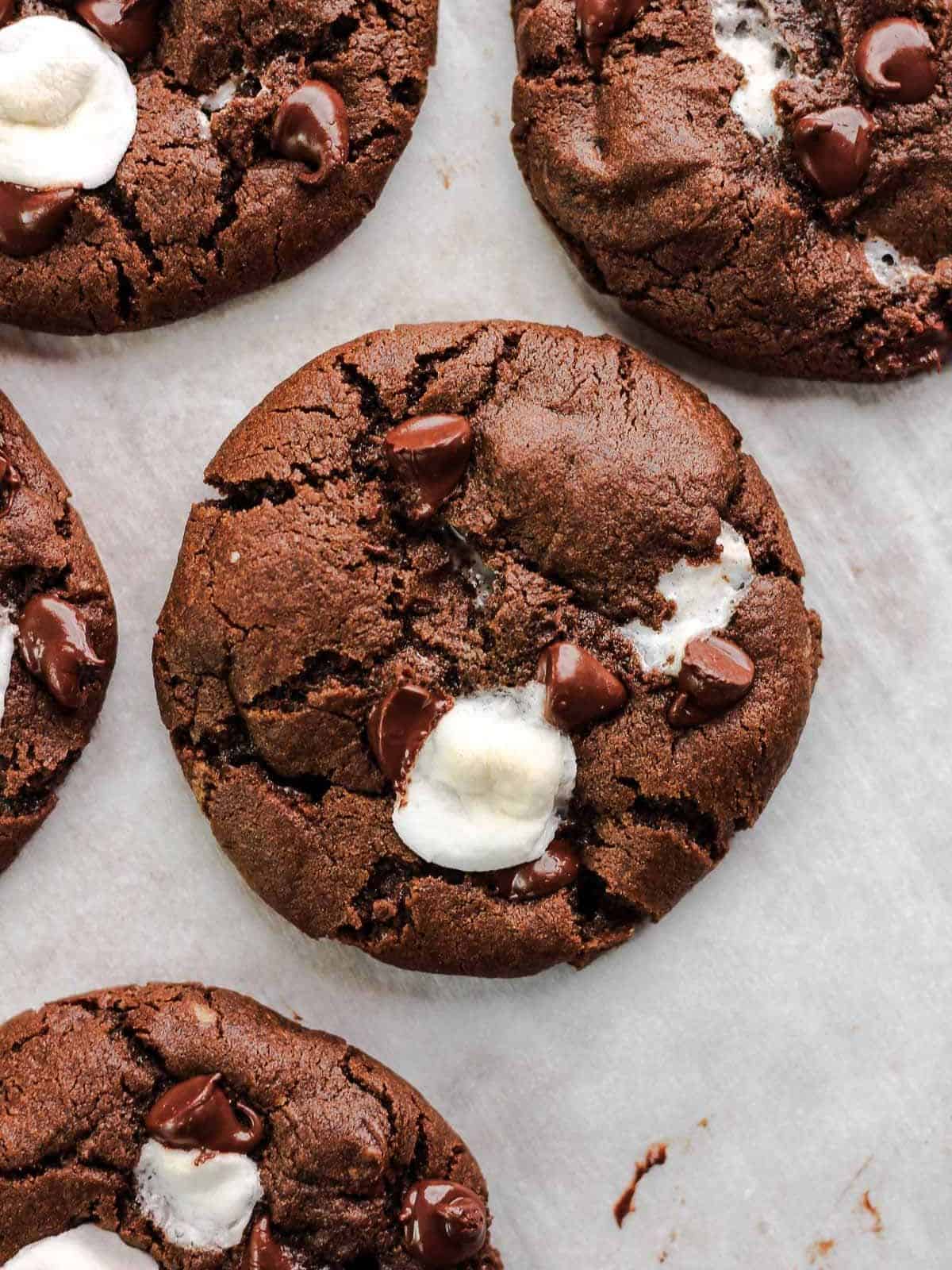 Chocolate Marshmallow Cookies , stuffed with gooey chocolate chips,