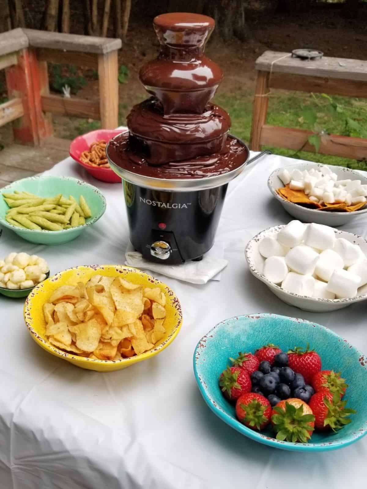 Chocolate Fountain on a table. 