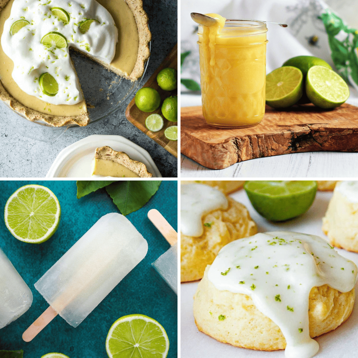 A collection of homemade lime desserts perfect for adding a zesty flavor to your next meal.