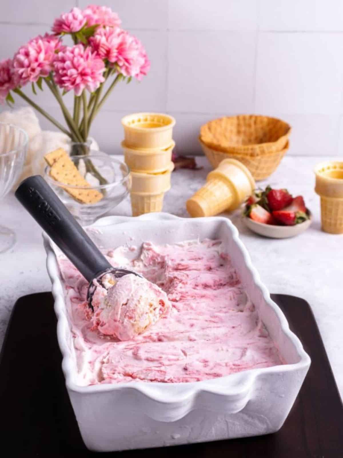 Red-Dessert-Strawberry-Rhubarb-Ice-Cream