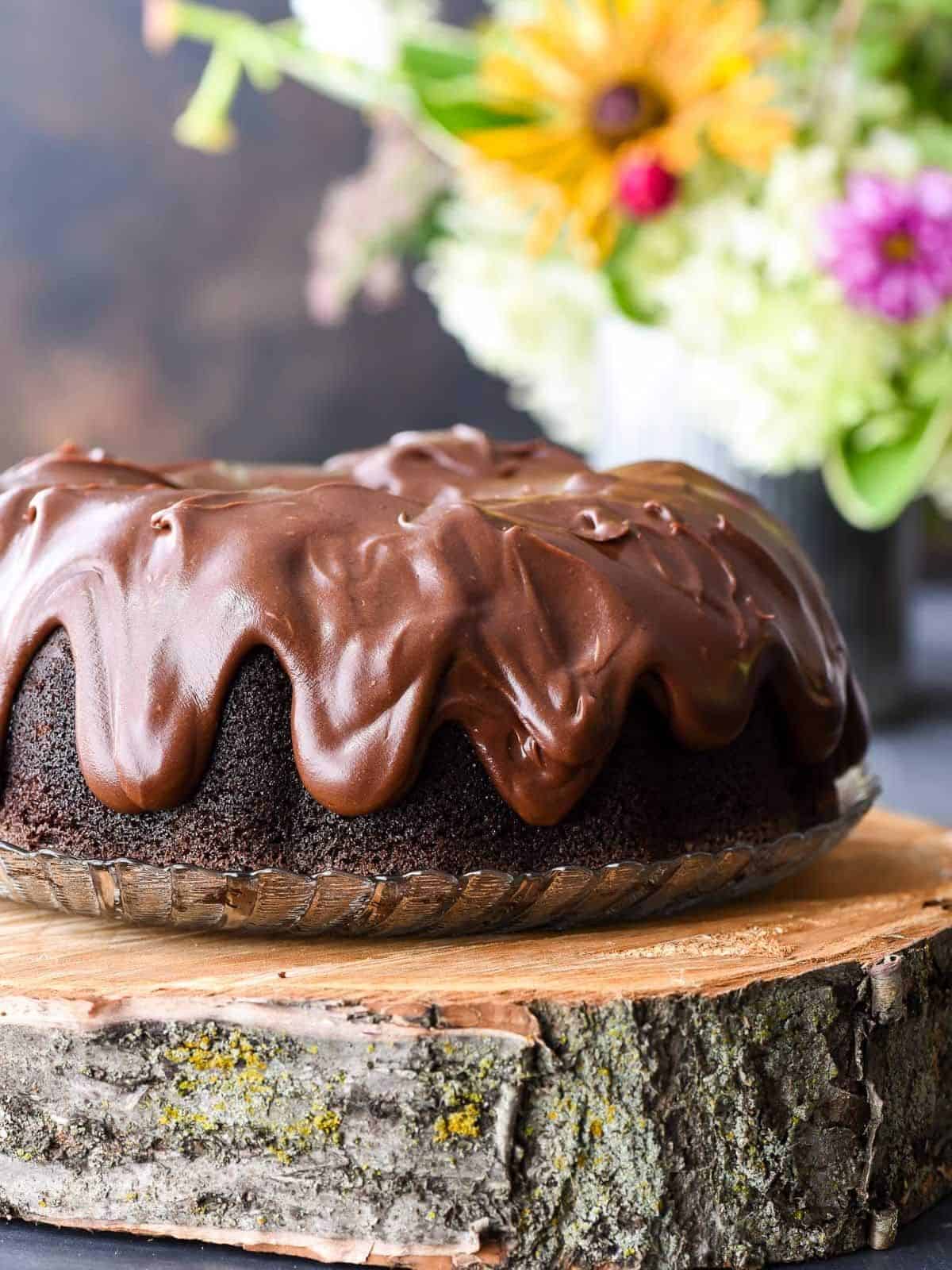 a decadent chocolate bundt dessert with buttermilk.
