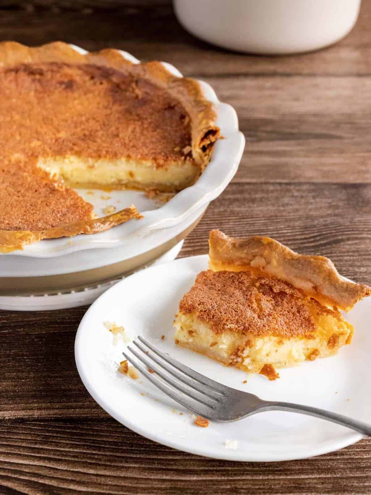 buttermilk pie with a golden brown crust.
