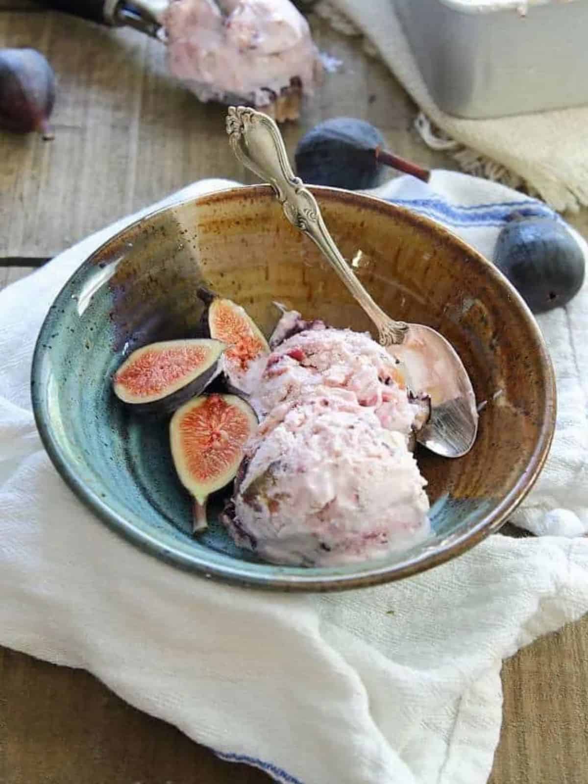 Fig Dessert Goat Cheese Frozen Yogurt with Honey Roasted Fig