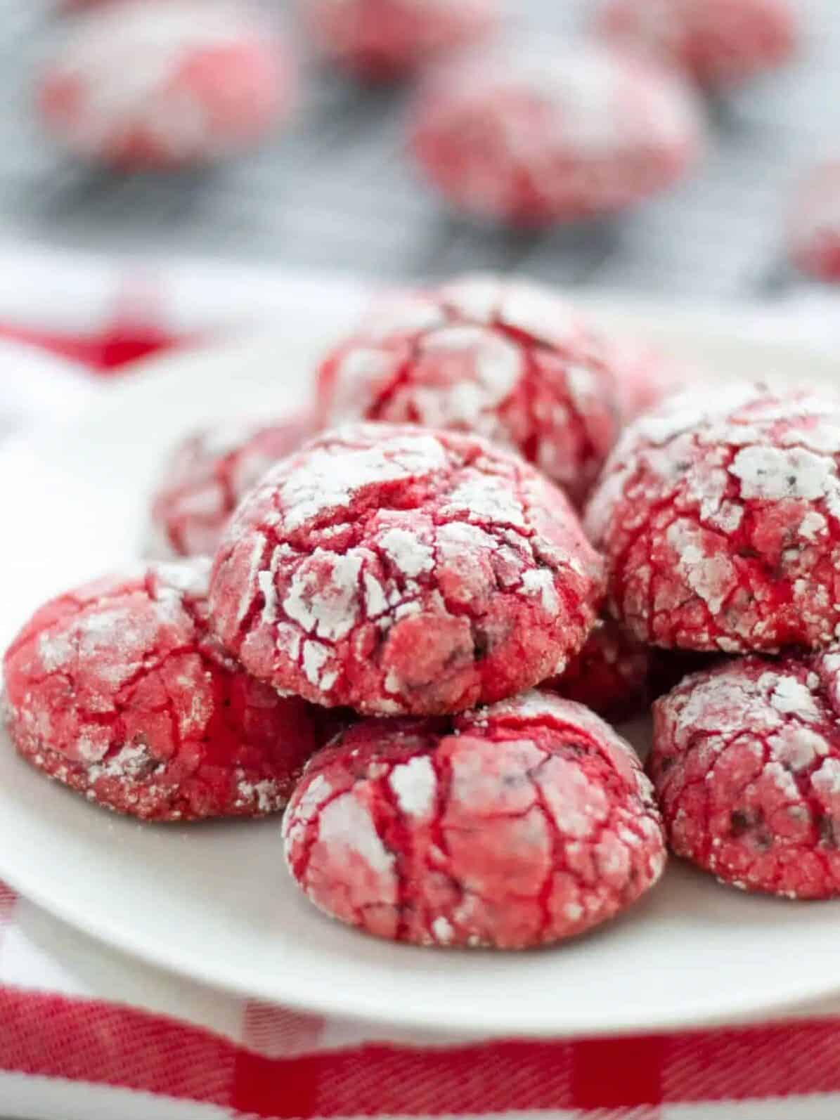 Gorgeous red cherry chocolate crinkles with cracked top and fudgy centers