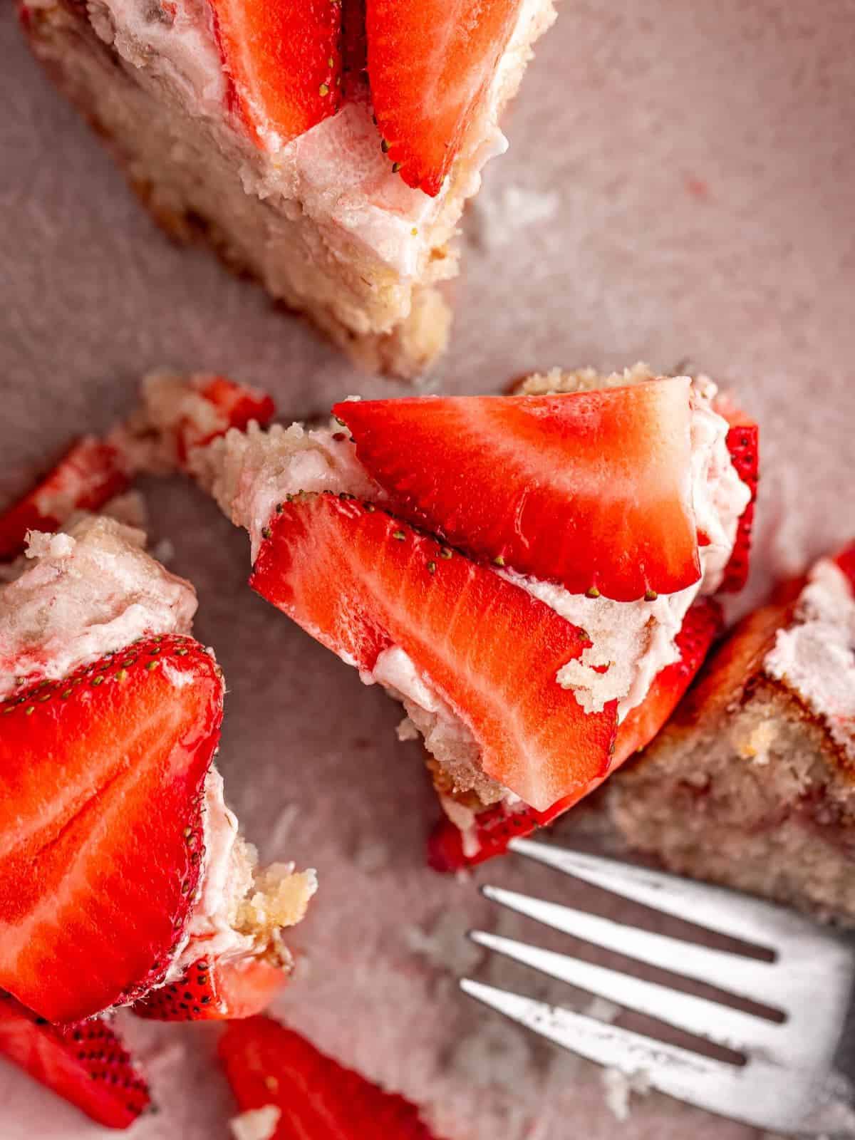 Fresh Strawberries folded into White Cake Base with Cream