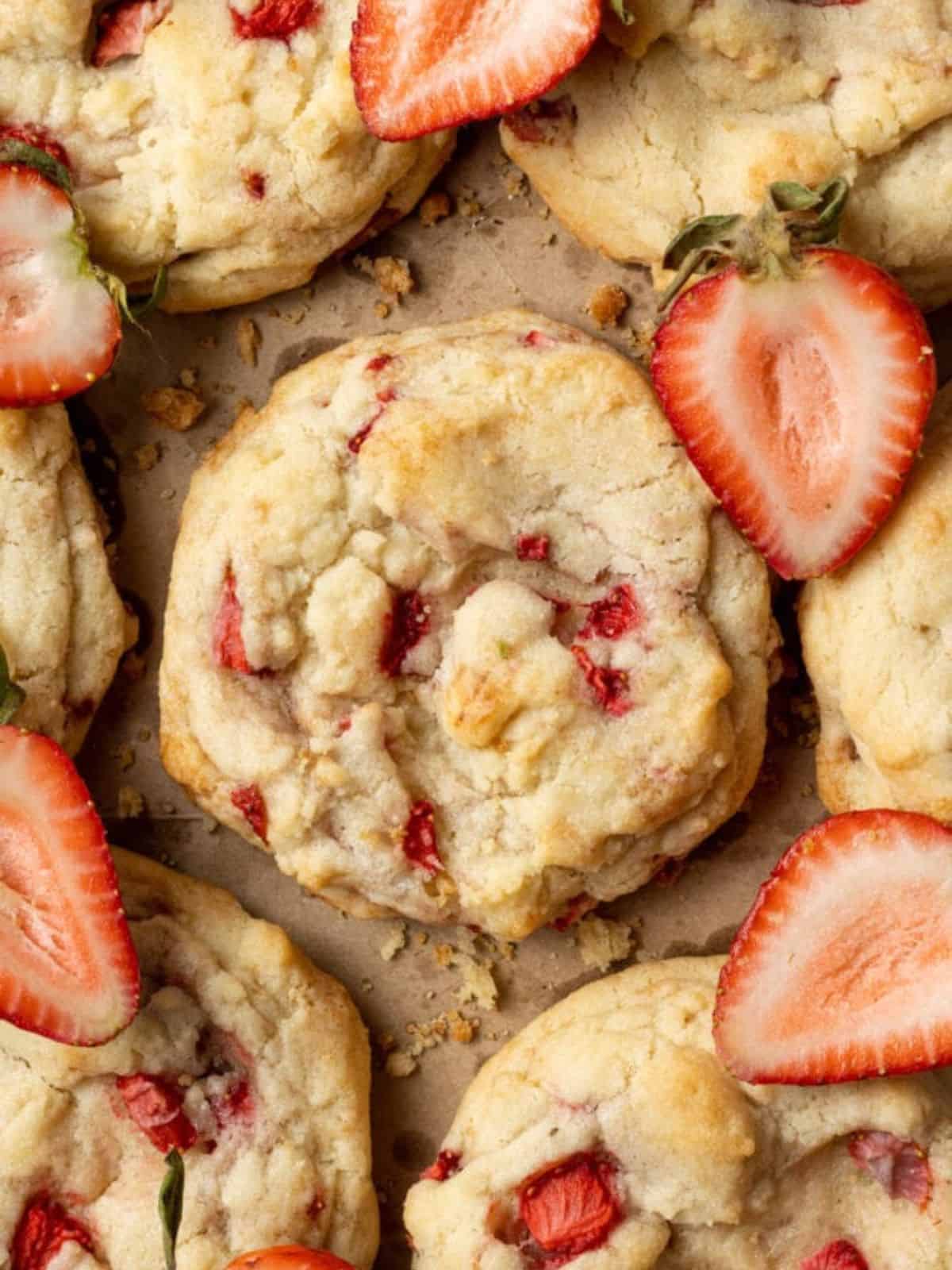 Soft, buttery strawberry cheesecake cookies
