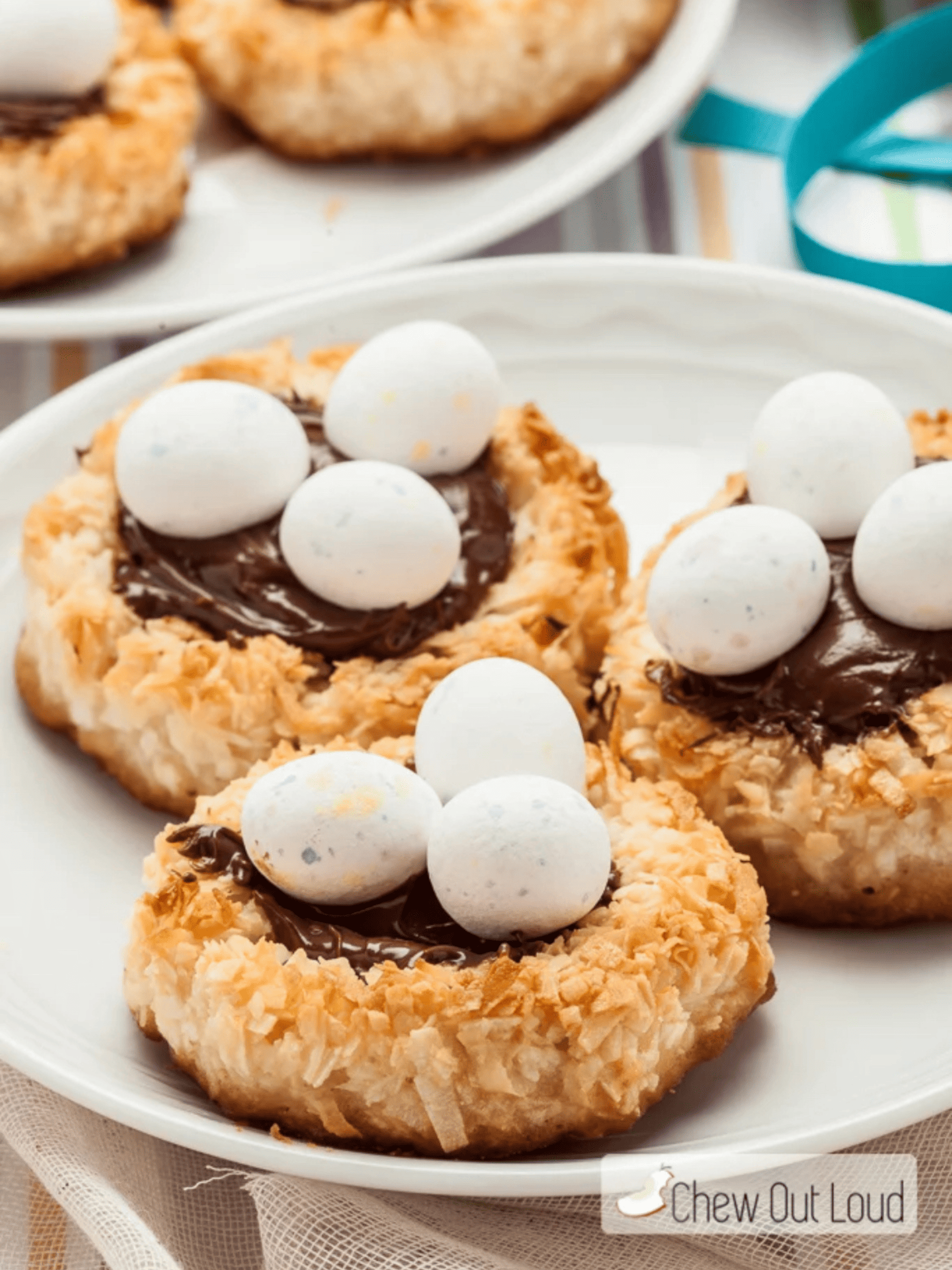 delicious coconut macaroon nest cookies filled with Nutella.