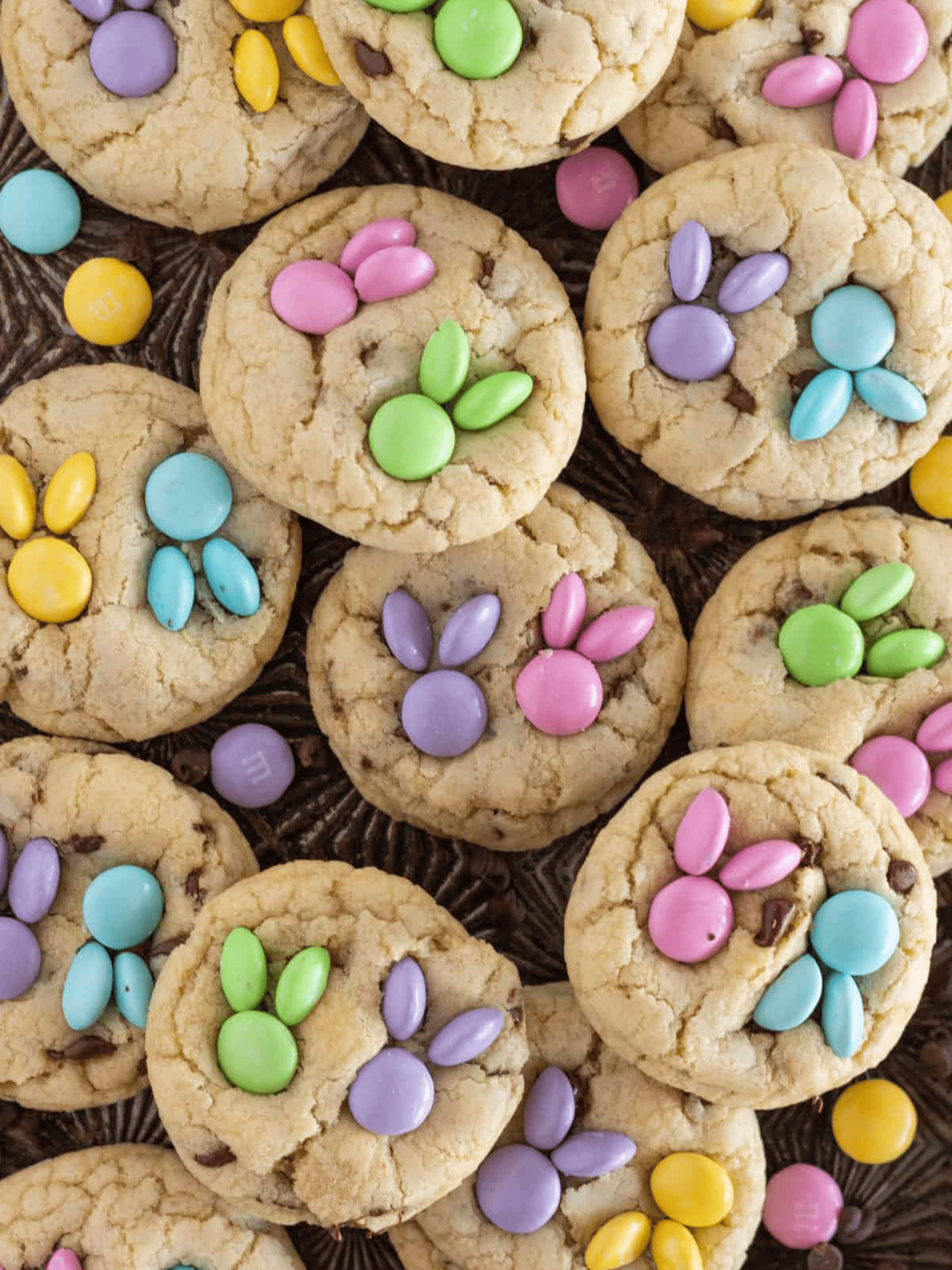 delicious Easter-themed chocolate chip cookies.