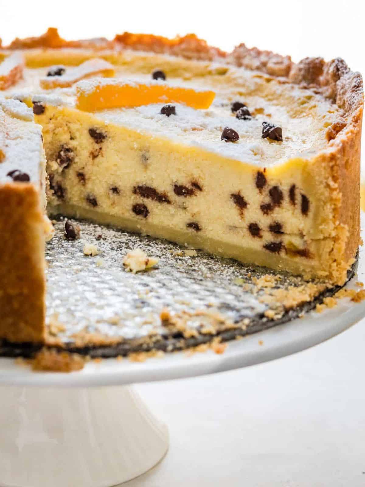 a delicious homemade Italian Easter ricotta pie with a golden crust.