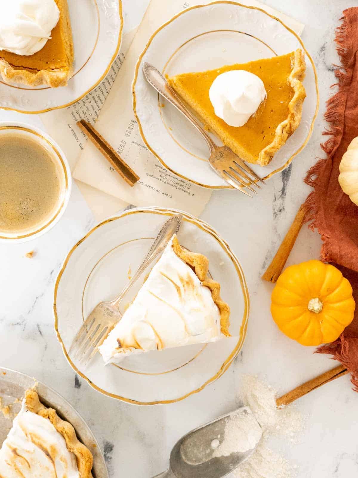 a slice of delicious sweet potato pie with a golden crust, served on a plate.