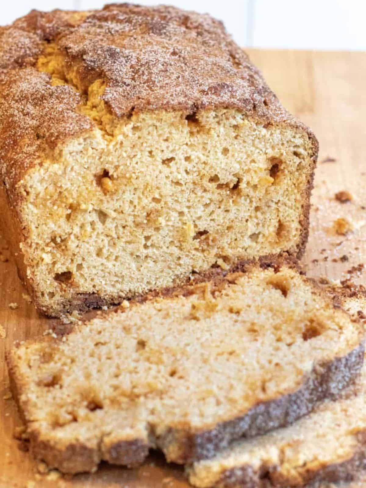 delicious butterscotch snickerdoodle bread, a sweet breakfast treat with a golden brown crust.