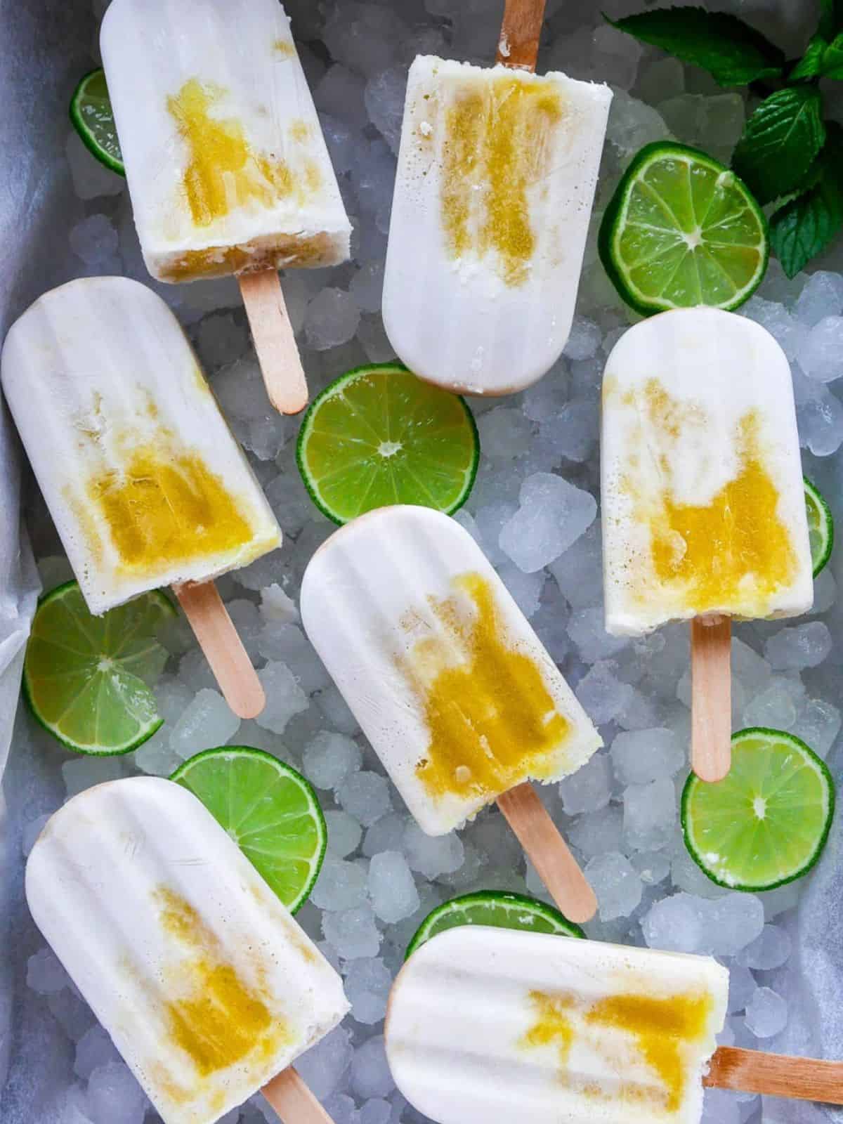 refreshing mango coconut popsicles that are vegan, sugar-free, and gluten-free.