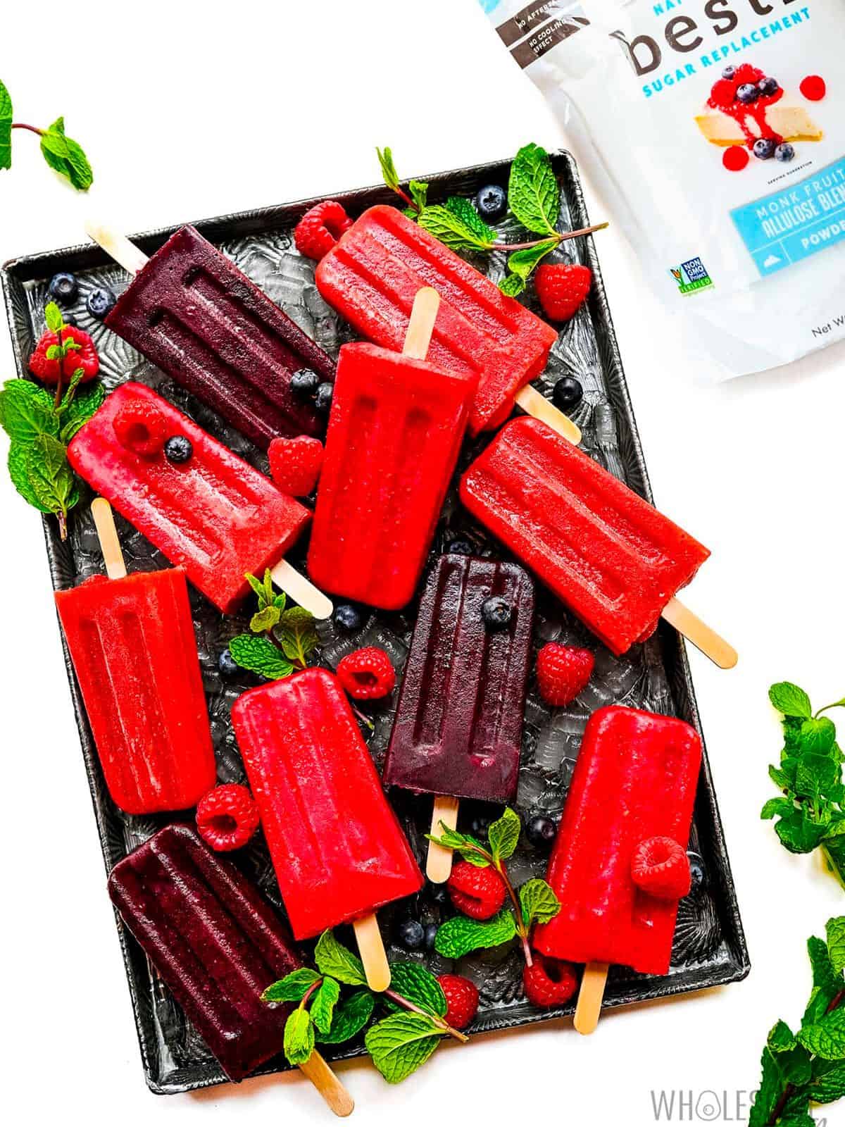 sugar-free berry popsicles made with sweet, tart, and classic fruit flavor.