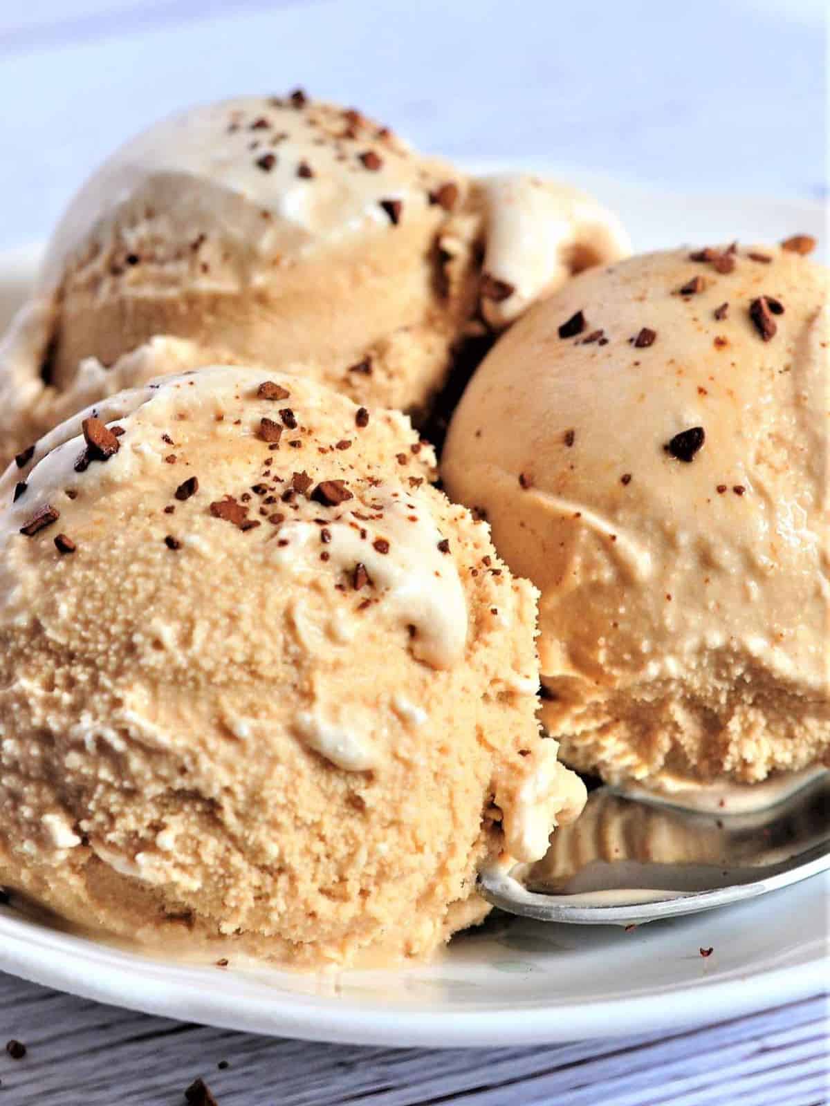 delicious coffee ice cream made using instant coffee granules.
