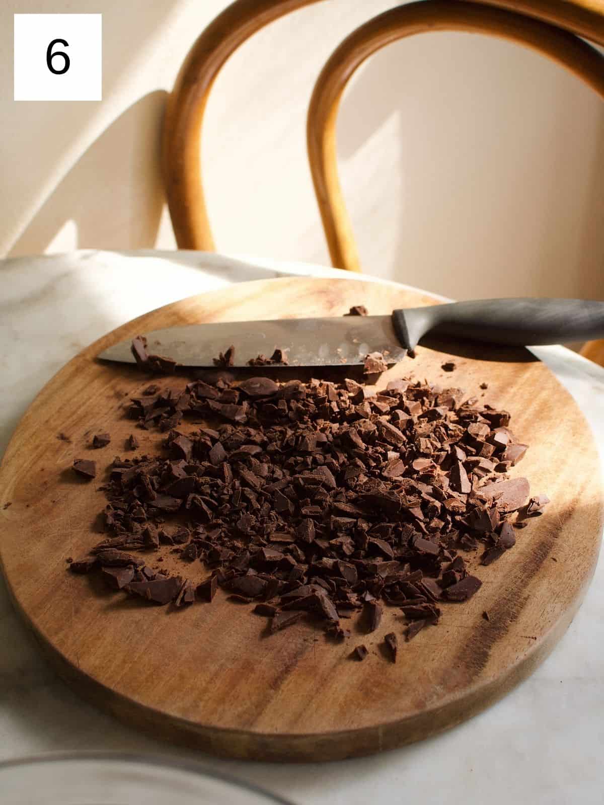 Chocolate chopped into pieces.