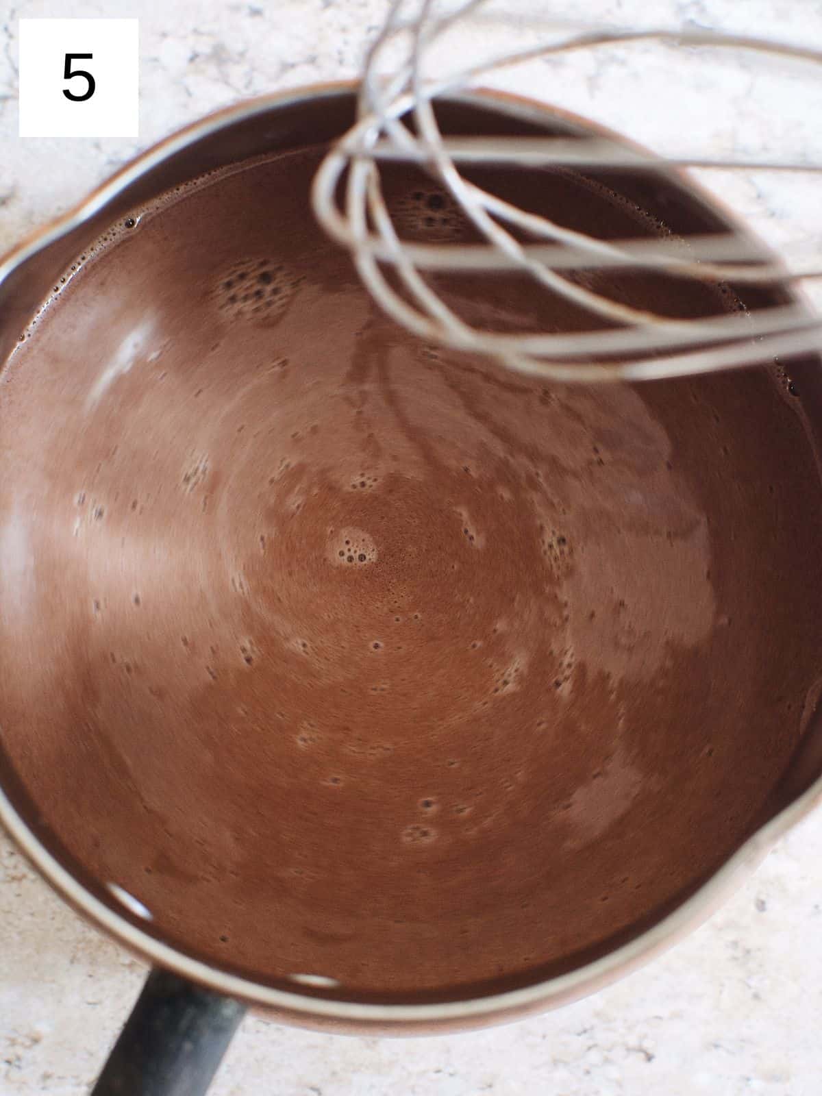 melted chocolate in a pan.