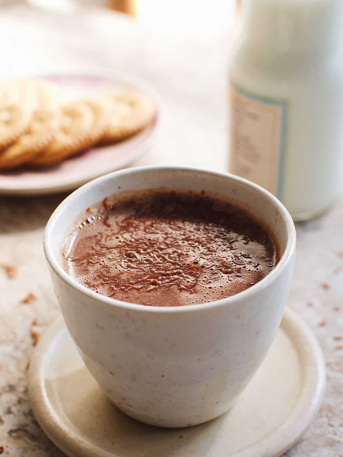 a hot chocolate in a mug.