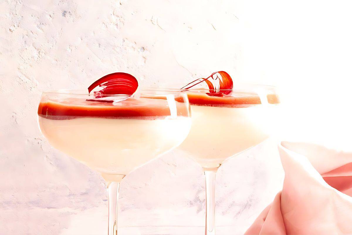 2 glasses of Rhubarb vanilla panna cotta.