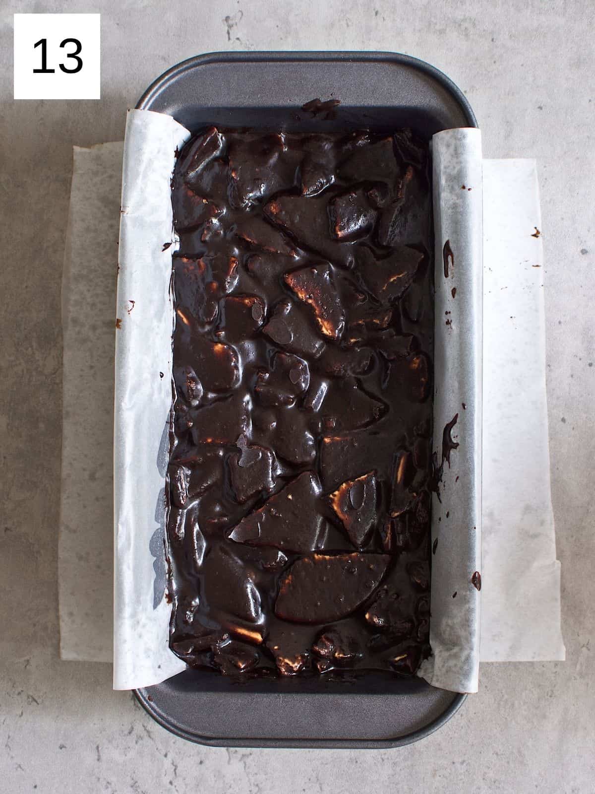 Chocolate lazy cake in a cake pan.