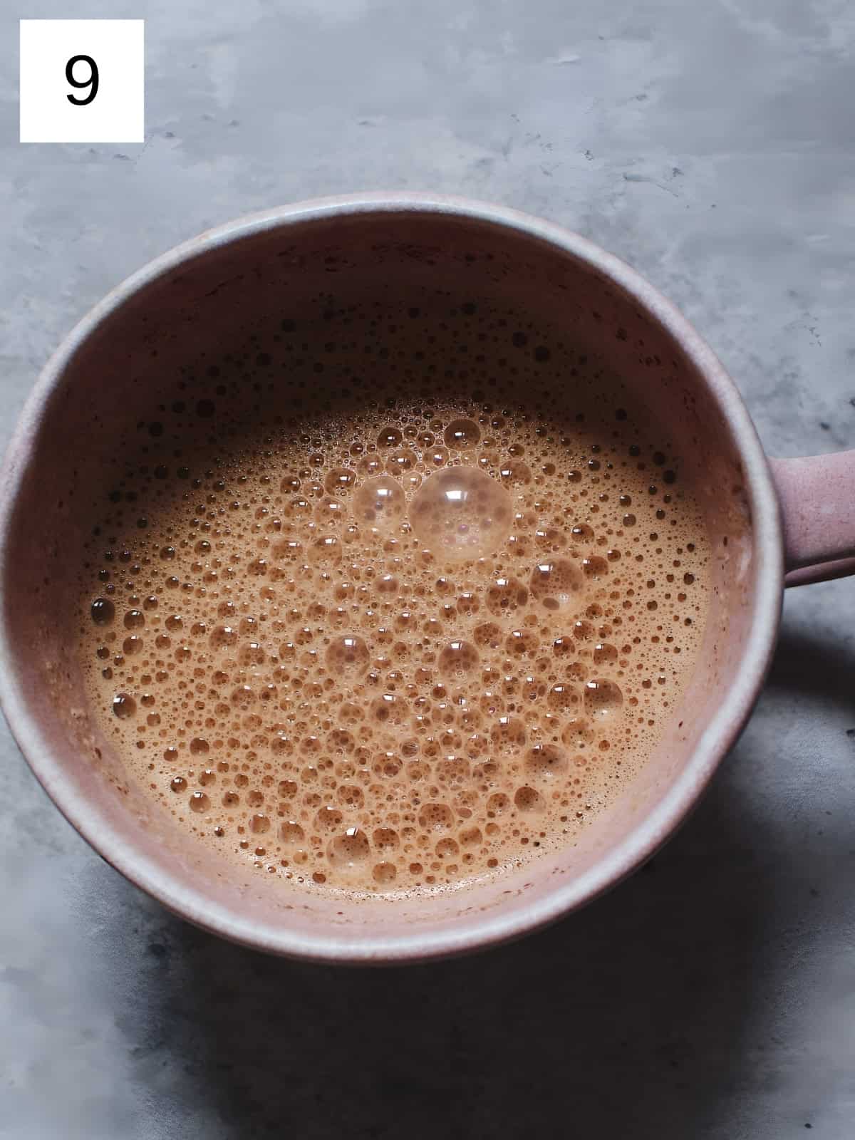 Hot chocolate with collagen in a cup.