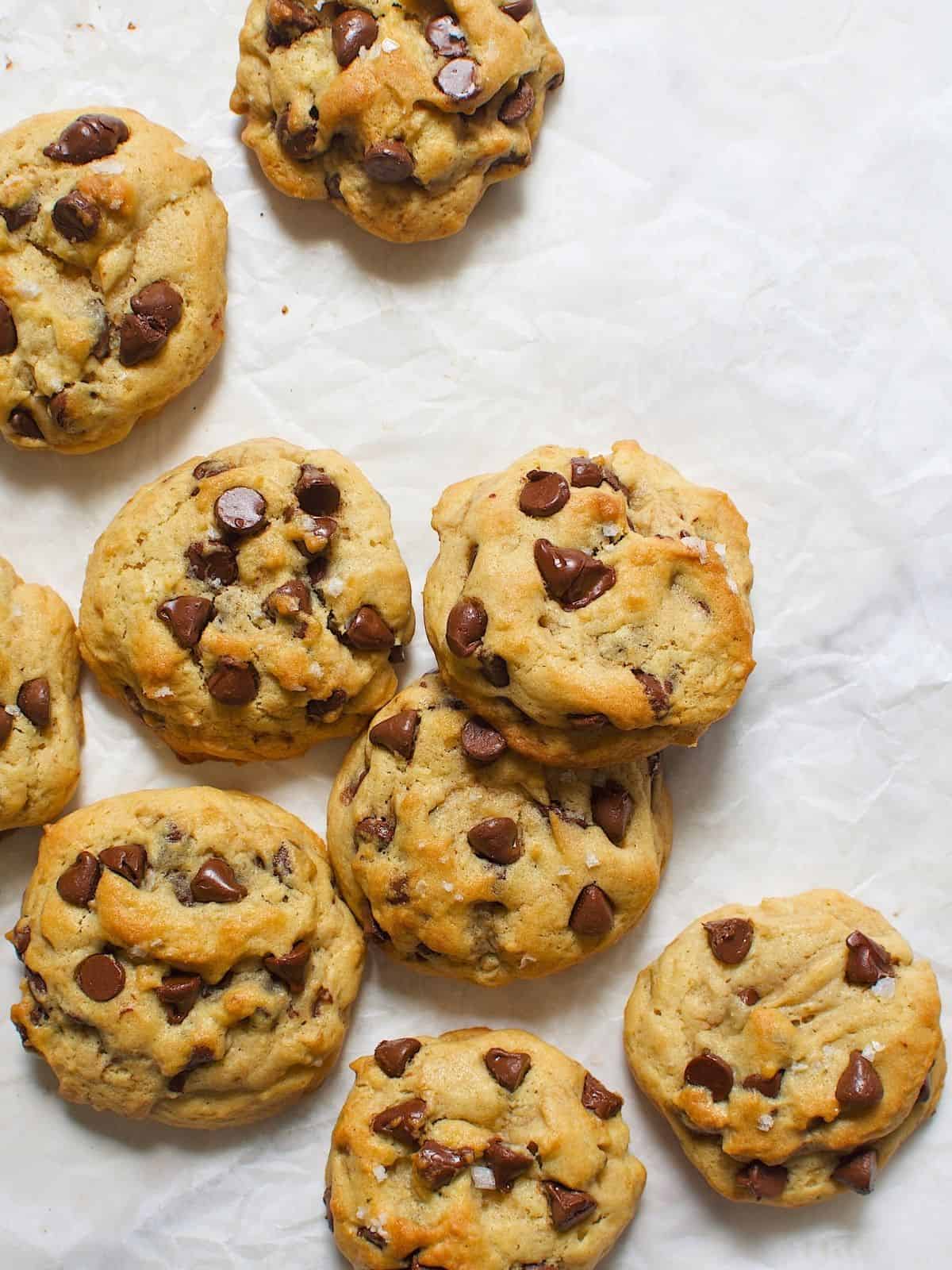 Freshly baked maple syrup chocolate chip cookies.